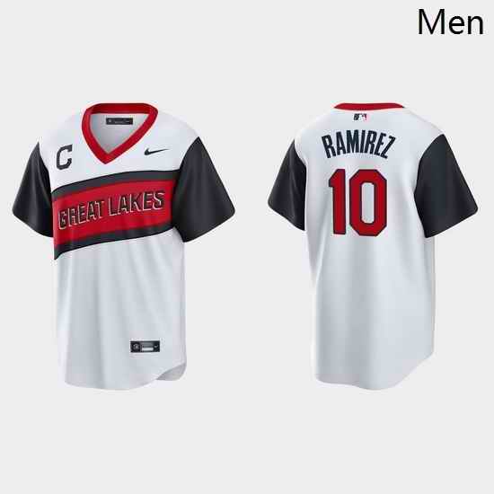 Men Cleveland Indians 10 Harold Ramirez Men Nike White 2021 Little League Class Game MLB Jersey